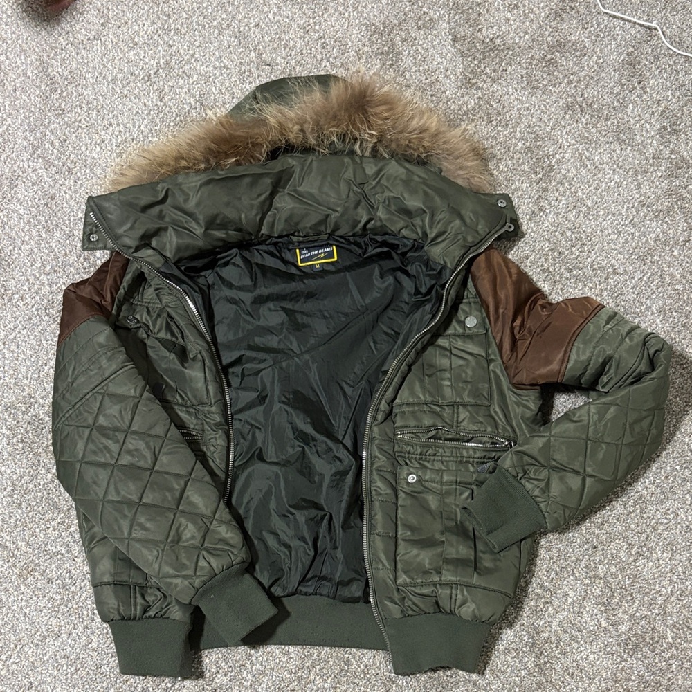 Men's Quilted Green and Brown Jacket